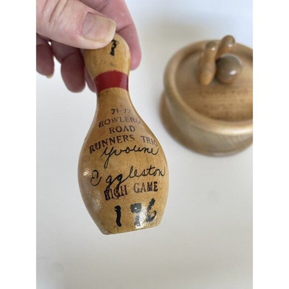 Myrtlewood Bowling Trophy Covered Bowl & Bowling Pin Recognition - Picture 5 of 12